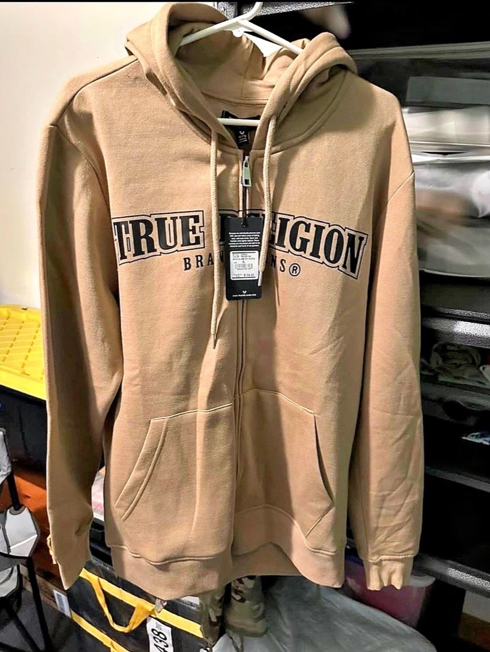 True Religion Arch Gloss Zip Hoodie Brown extra large